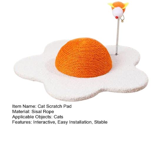 Cat Scratch Pad Flower Shape Sisal Rope Cat Scratcher Interactive Floor Cat Scratching Board with Spring Plush Bee for Furniture Protector
