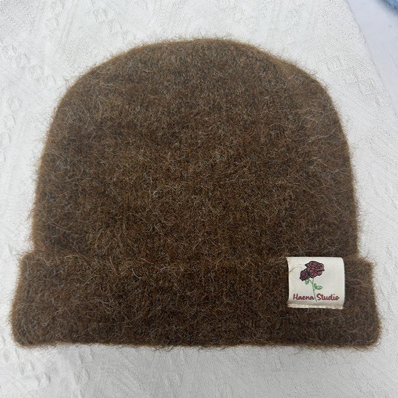 Autumn and Winter Hats for Women Solid Color Knitted Wool Hats Fashionable and Versatile Bag Head Hat Showing Face Small Warm Cold Hat