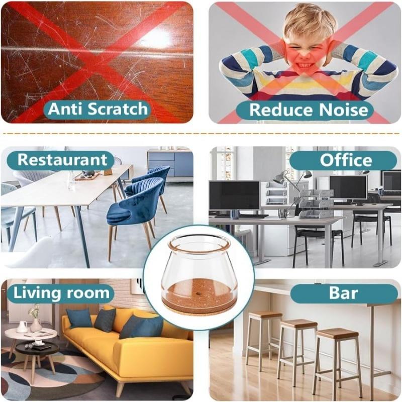 Chair Leg Floor Protectors Anti-Slip Felt Pads Silicone Cover Wear-Resistant Caps Scratch-Proof Sliders For Hardwood Floors