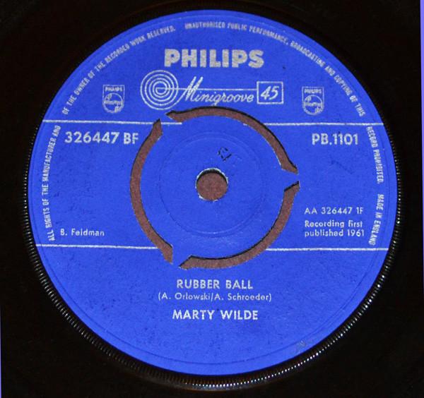 

7inch Record MARTY WILDE - Rubber Ball 326447BF Philips 1961 UK Rock Used