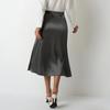 Damen Satinrock Sommer Lang Schlitz Professioneller A-Linien-Rock High Waist Rock