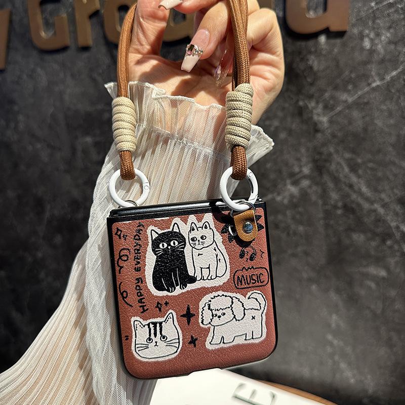 For Cats and Dogs, Motorola Razr11 Mobile Phone Case Folding Screen Cartoon Portable Lanyard Moto Razr11ultra Is Small