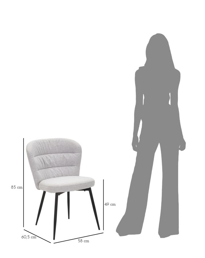 Chair Losanna Grey Set 2 Pz Cm 58X60,5X85