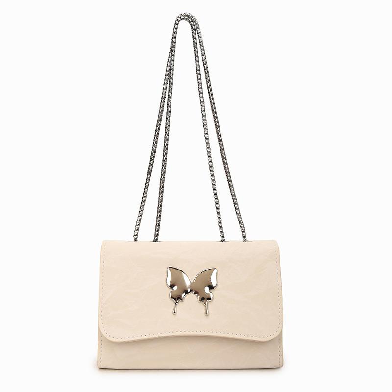 Crossbody Fashion Shoulder Bag With Butterfly Decoration And Chain Strap Design