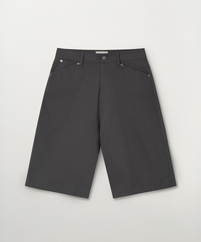 Seteo (W) Stitch Cotton Bermuda Pants Dark Gray