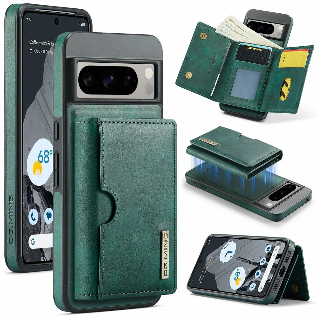 DG.MING M6 Series For Google Pixel 8 Pro Case Magnetic Wallet PU+PC+TPU Phone Cover