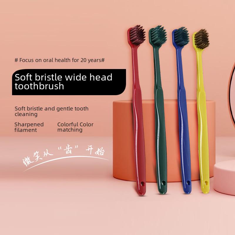 Xiujie Adult Macaron Couple Toothbrushes: Two-Pack with Ultra-Fine Wide Heads, Soft Bamboo Charcoal Bristles