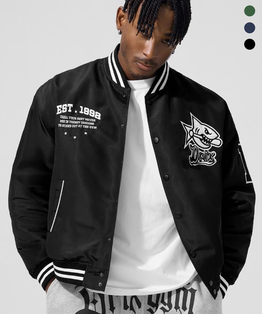 Drix Shark Logo Patched Varsity Jacket_3Color