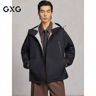 GXG Men's Black Hooded Outdoor Commuter Sport Jacket