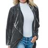 Damen Uni Langarm Samtjacke Offene Vorderseite Strickjacke Mantel mit Taschen Oberbekleidung