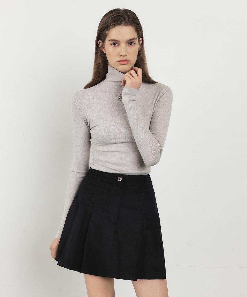 City Breeze Corduroy Pleated Mini Skirt_Black