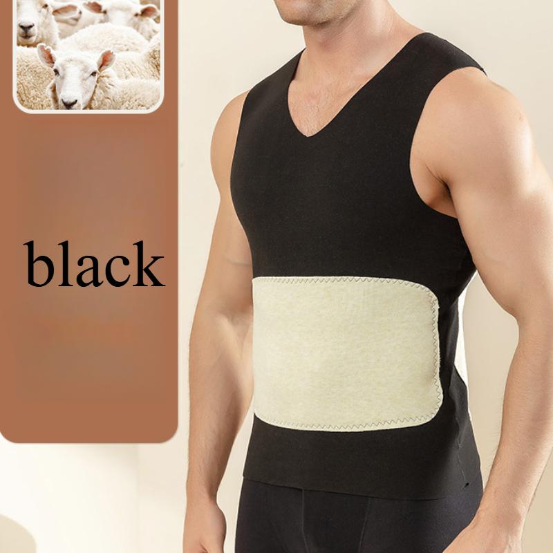

Men s Patch Thermal Vest Double-sided Fleece Traceless Stomach and Waist Protection Underwear XL чорний