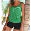 2023 Polka Dot Plus Size Women's Conservative Split Swimsuit