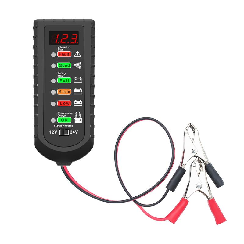 1Pcs 12V 24V Alternator Tester Car Battery Tester Led Display 6 Light Car Battery Checker Analyzer Auto Repair Diagnostic Tool