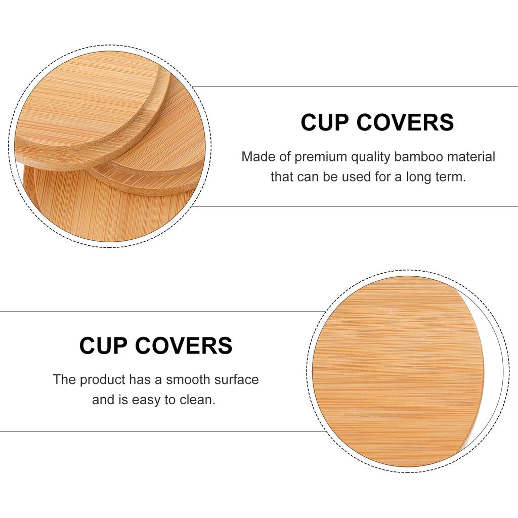 3 Pcs Water Cup Bamboo Lid Suitable for All Cups Insulation Covers Lids Drink Household Practical Fresh-keeping
