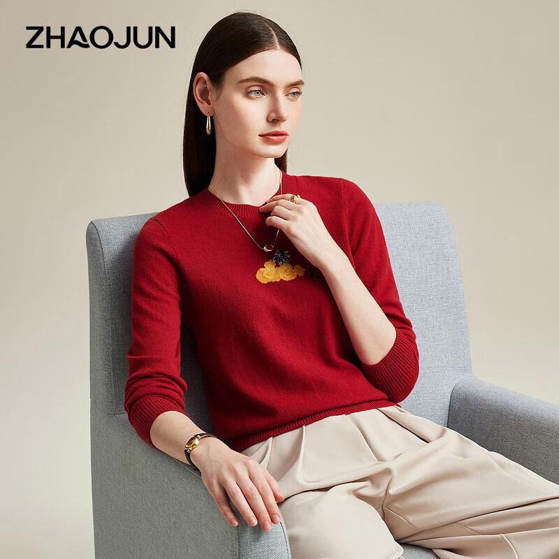 Zhaojun Women's Solid Color Round Neck Cashmere Sweater