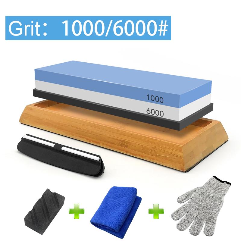 7Pcs Set Sharpening Stone Set Grit 240-8000# Whetstone Grindstone With Wooden Base Angle guide Woodwork Tool Grinding System