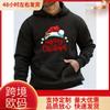 Men Christmas Hat Print Hoodie Warm Casual Streetwear Long Sleeve Pullover Winter Top