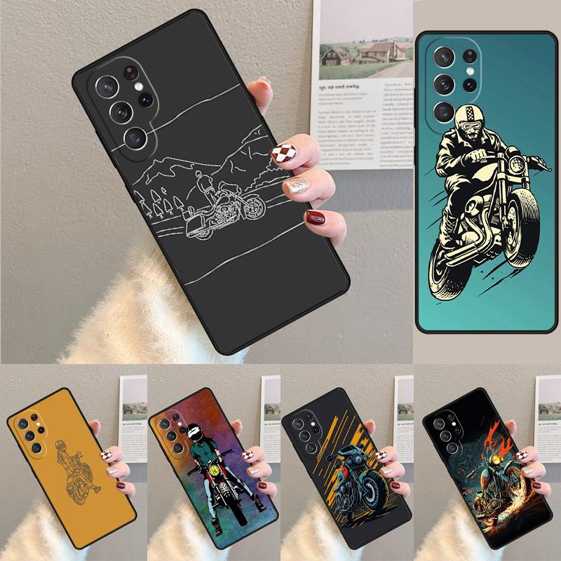 Cartoon Motorcycle Phone Case for Samsung Galaxy note 10 pro S26 Ultra S23 S24 FE S25 S21 S22 PLUS shockproof Cove