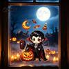 Decorative Vampire Clings Halloween Static Window Clings, Pumpkin Ghost Mummy Cartoon Decals, Cute Decor Self-Adhesive for Glass Door Mirror