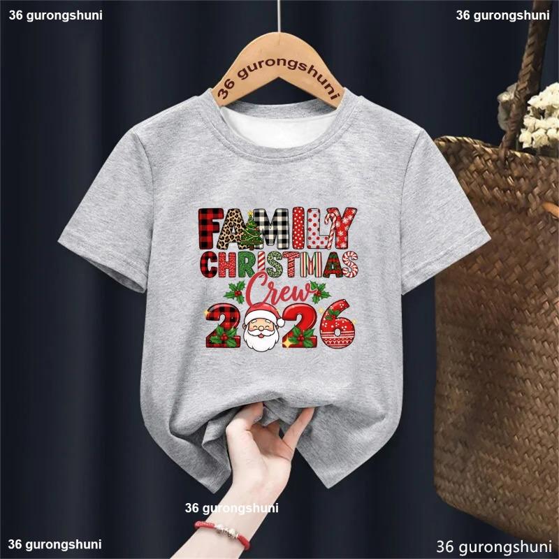 Christmas Fashion 2026 Christmas Crew Print Pattern Cute Men's and Women's T-shirt Christmas Short Sleeved Quick Drying T-shirt