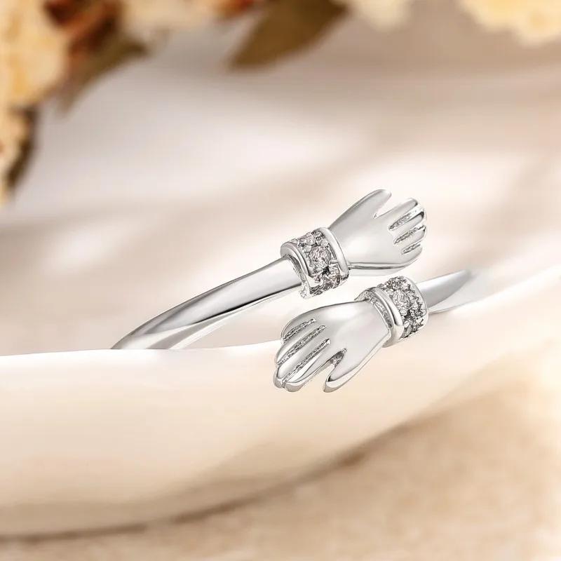 Fashion Hug Rings Adjustable Open Ring Women Temperament Personality Creative Love Hug Ring Lover Mother And Daughter Jewelry