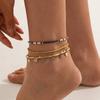 SHIXIN New Beach Beaded Anklet Set Women Vintage Summer Gold Color Glitter Charms Anklet Vacation Daily Wear Foot Jewelry Gifts