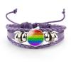 And Colorful Distinctive Rainbow Flag Time Gemstone Purple Leather Bracelet
