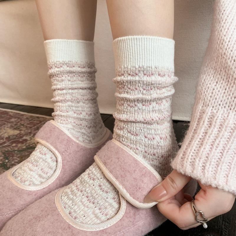 

Small Fragrance Coarse-patterned Mid-calf Socks - Children s Multi-color Glittering Golden Thread Thermal Insulation Pile Socks 1 pair
