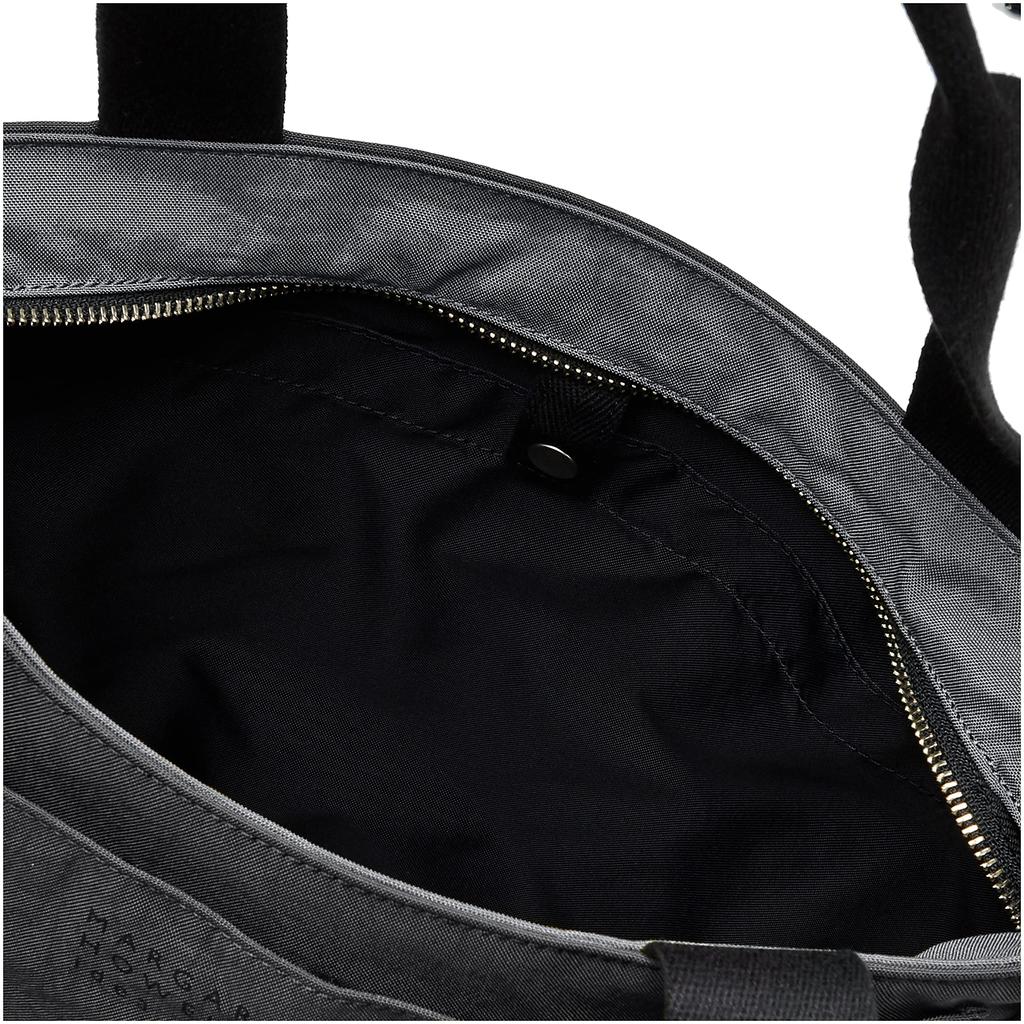 Margaret Howell Idea Tote Bag Made of Nylon with a Matte Shoulder Multiple Large Natural Made In Charcoal Gray "Ruston" Texture, Lightweight, Strap,