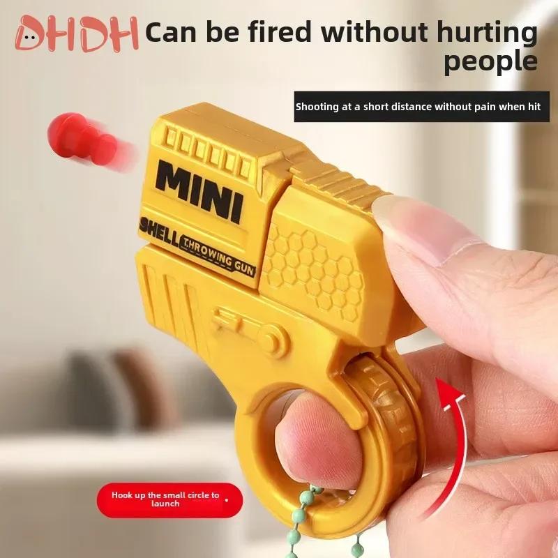New Decompression Toy Gun Throwing Shell Bullet Gun Fingertip Gyroscope Can Fire Soft Bullet Plastic Finger Gun Decorative Chain