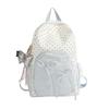 Cute Sweet Girl High Value Female Korean College Style Bow Polka Dot Backpack Schoolbag Commuter Backpack Female