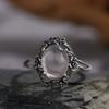 Anello Aperto in Argento Sterling S925 Cristallo Naturale Polvere d'Oro Blu Colore Calcedonio Argento Baotai Stile Etnico Retrò Femminile