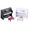 Mini Miniature Piano with Stool for 1:6 1:12 Dollhouse Musical Instrument Ornament Photo Props Doll House Model for Kids