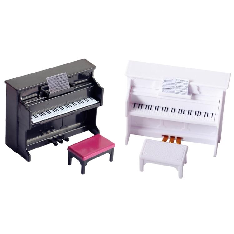 Mini Miniature Piano with Stool for 1:6 1:12 Dollhouse Musical Instrument Ornament Photo Props Doll House Model for Kids