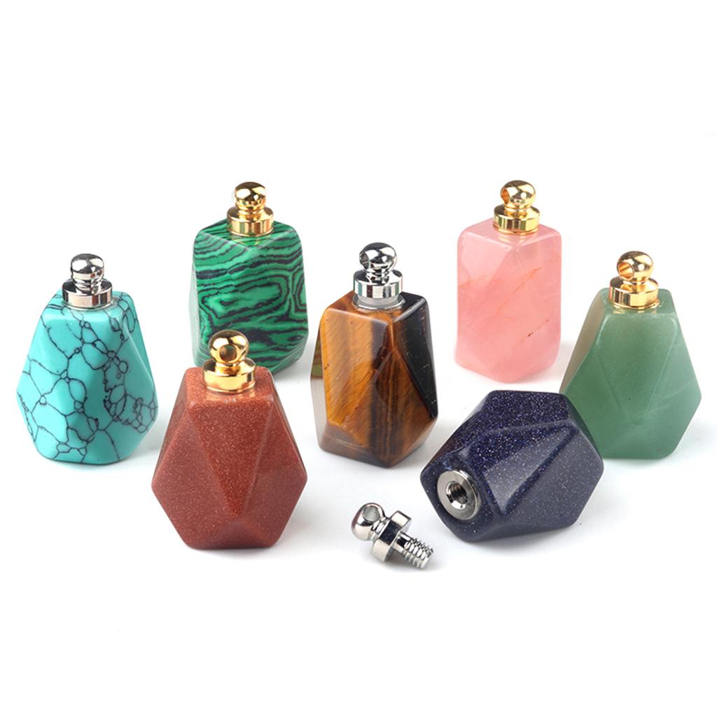 1PC uzdrawiający kryształowy wisiorek, kamień naturalny kwarcowy wisiorek z kamieniami szlachetnymi, damski dyfuzor olejków eterycznych biżuteria DIY prezent 25x23 mm