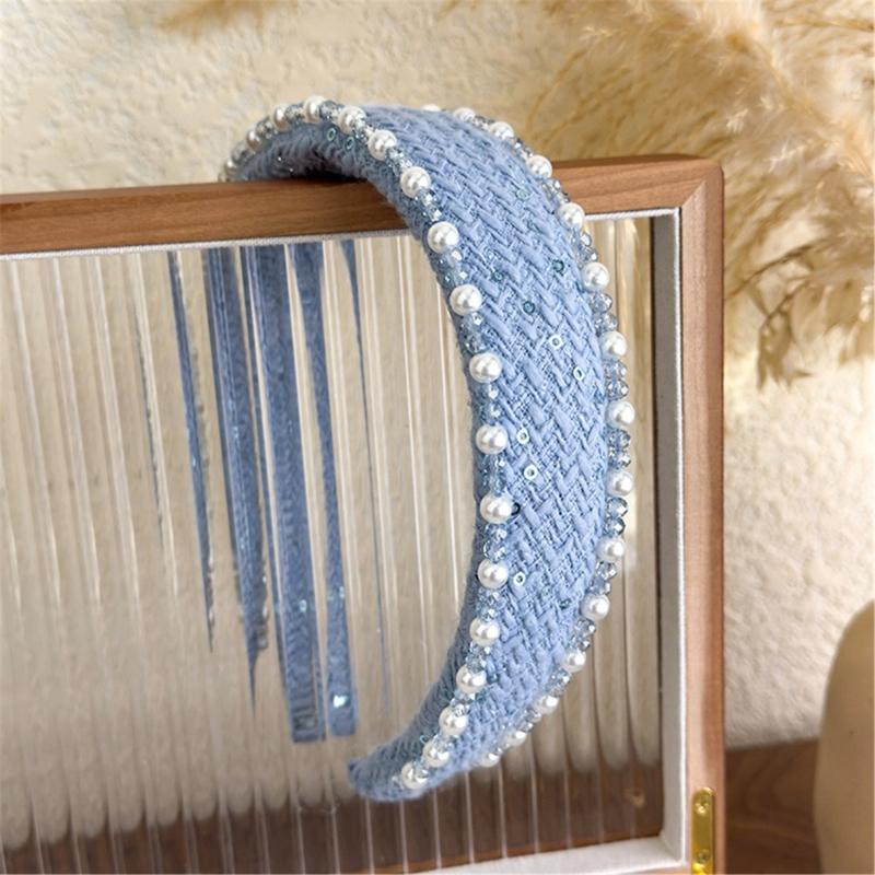 Elegante Acessório de Cabeça com Decorações de Pérolas Falsas Faixas de Cabelo da Moda Faixa de Cabelo Confortável para Casamentos e Eventos de Baile