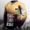 Camiseta de manga larga informal de moda para hombre con estampado 3D retro de Jesucristo, personalidad callejera, cuello redondo holgado, estilo Harajuku, top de gran tamaño