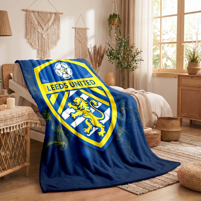 Coperta in Pile a Tema Leeds United Morbida e Accogliente in Peluche per Camera da Letto Divano Viaggio