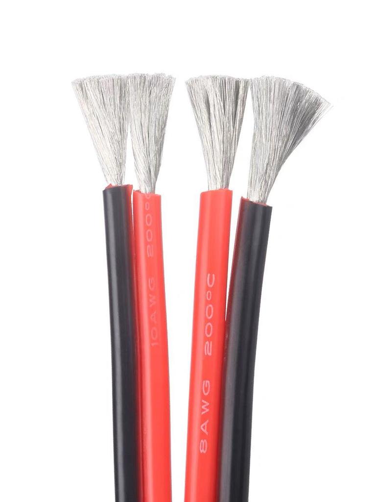 Ultra-Soft 2-Core Silicone Wire, High-Temp Resistant, Red & Black, 24-8 AWG