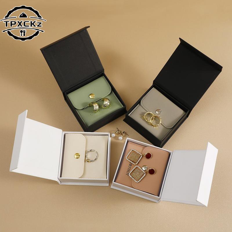 Pu-Ledertaschen-Set Klappdeckel-Papier-Schmuckschatulle Aufbewahrung für Halsketten, Armbänder, Ohrringe Geschenkbox High-End-Schmuckorganizer