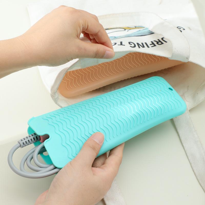 Silicone Hair Curling Wand Cover Hair Straightener Storage Bag Hairdressing Curling Iron Insulation Mat Heat Resistant Pouch