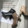 [AmiAmi] Square Toe Boots, 8cm Heel Boots, Leg-Lengthening, Stylish, Black (Brown (Smooth), 23.0cm-23.5cm) SY205