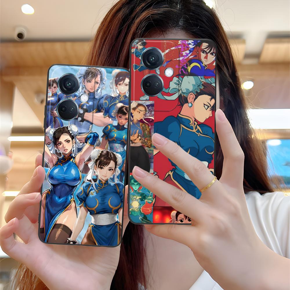 Street Fighter Chunli Phone Case for OPPO Reno 14 13 12 11 10 9 8 7 6 5 F T Pro 5G Colorful Printing Cover Cover Pretty Luxury