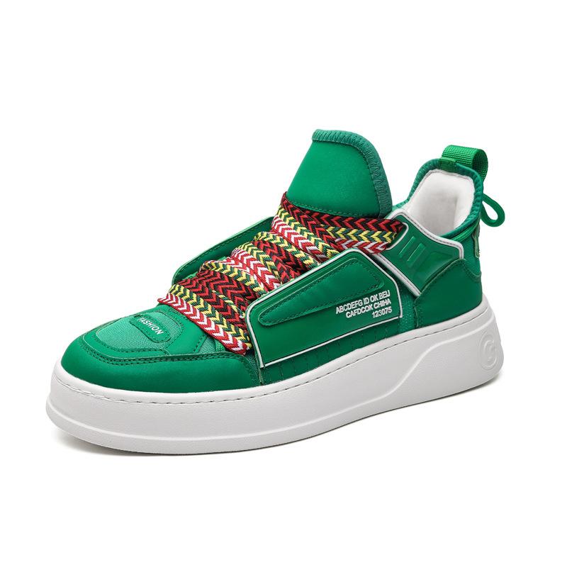 

Мужская студенческая обувь 2024 года, новая весенняя повседневная спортивная мужская обувь на шнуровке, модная мужская дышащая обувь с толстой подошвой Vitality Tide 44 зелёный