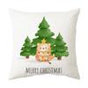 Printed Christmas Cushion Cover Cartoon Santa Claus  Tree Pillowcase Happy New Year Home  Gift Izable