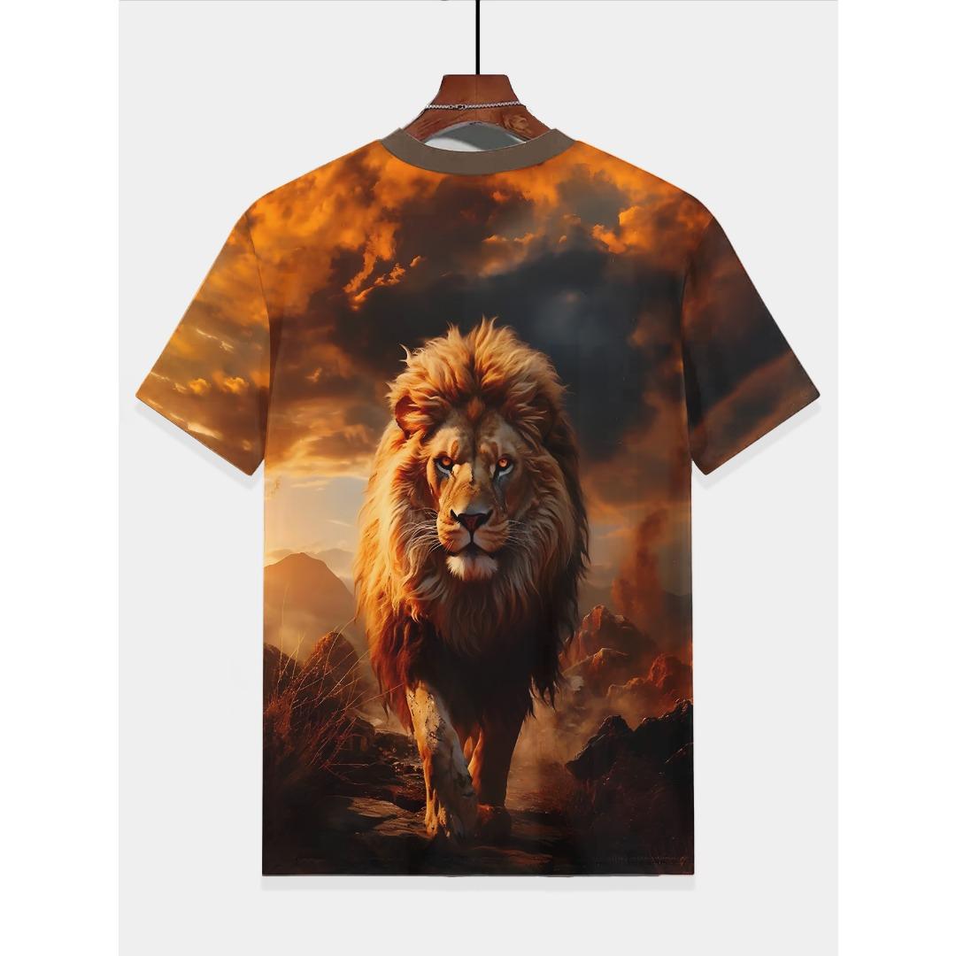 

Детская одежда для мальчиков, крутой лев, 3D-принт, топы, детская футболка, футболка, 2024, детская весенняя одежда, топы, рубашки с коротким рукавом 140 cm