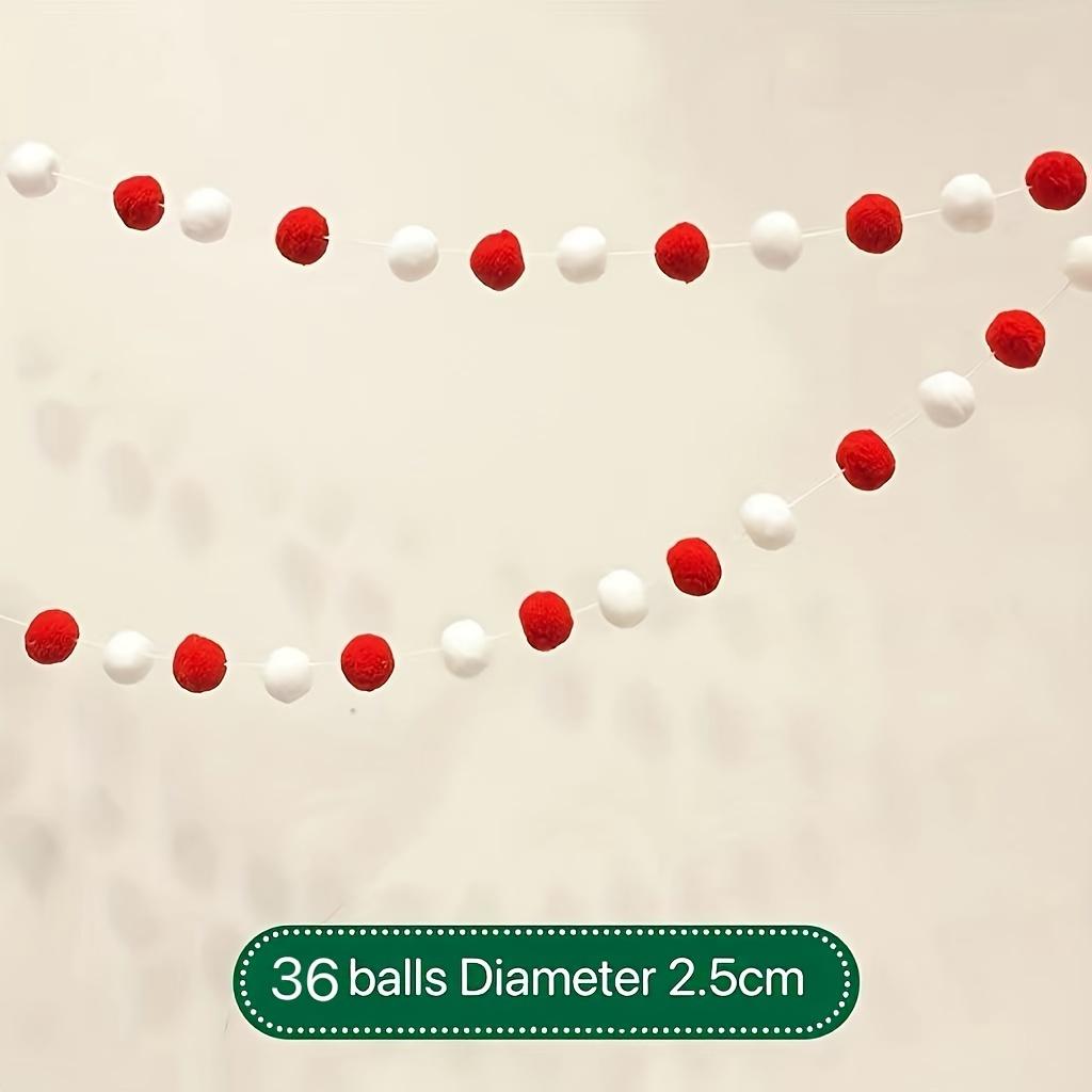 36-Ball Set, 250cm Pre-Strung Pompom Garland, Art Deco Style, No DIY, Wall Mount, Fabric(Christmas, Halloween) Decor, Felt Balls