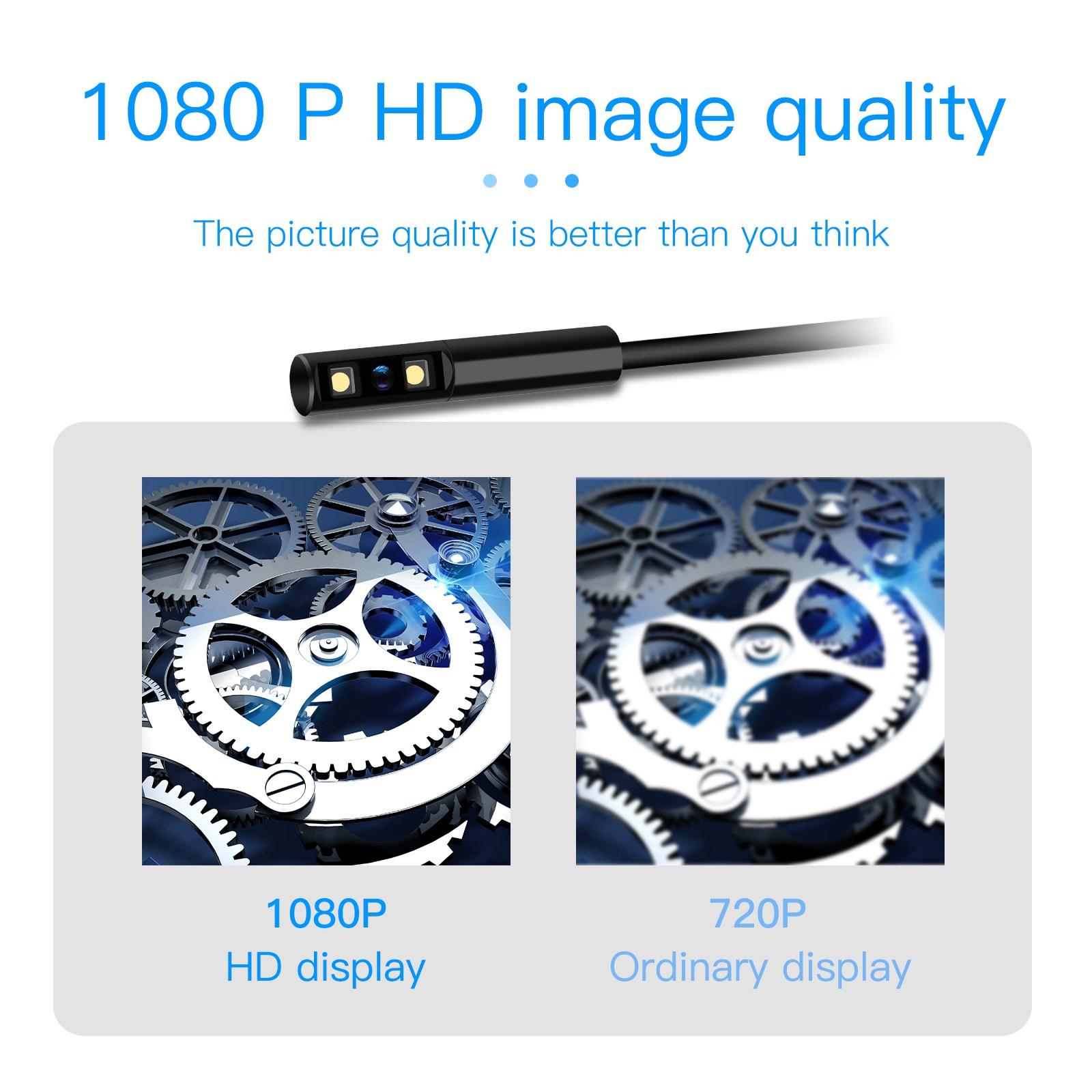 

P100 2m Rigid Cable,6-LED Pipe Inspection Borescope 8mm Lens 2.4 Inch IPS Screen HD 1080P Industrial Endoscope Camera Front Lens
