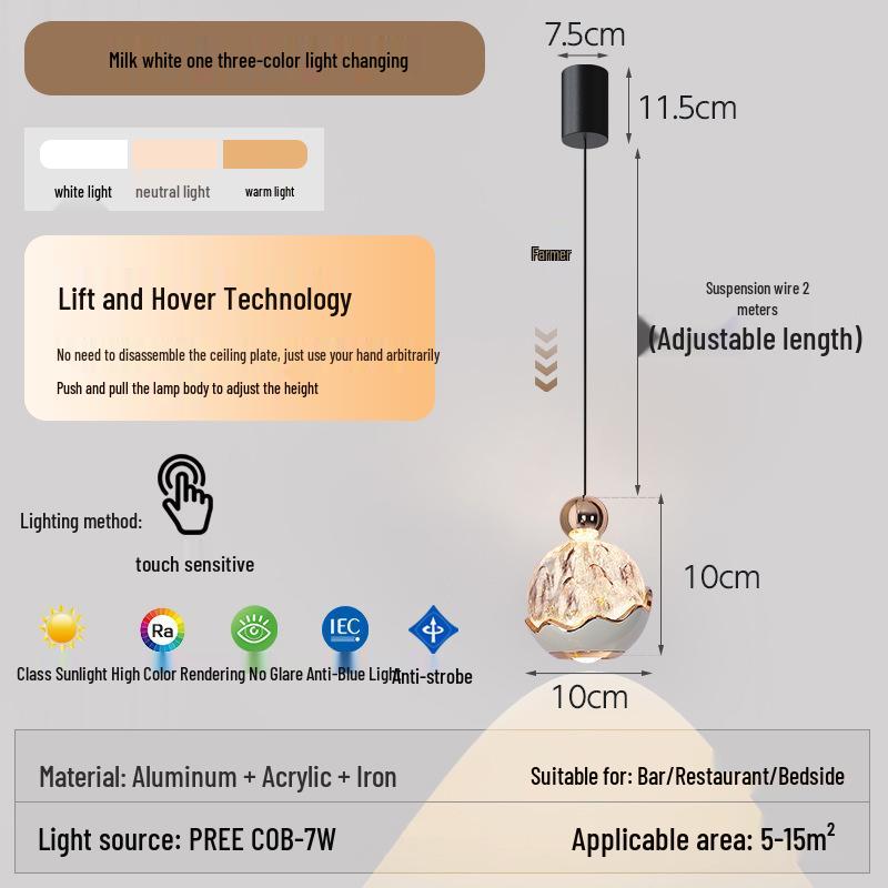 Italian Luxury Adjustable Pendant Light with Hand Sweep Sensor for Bedroom